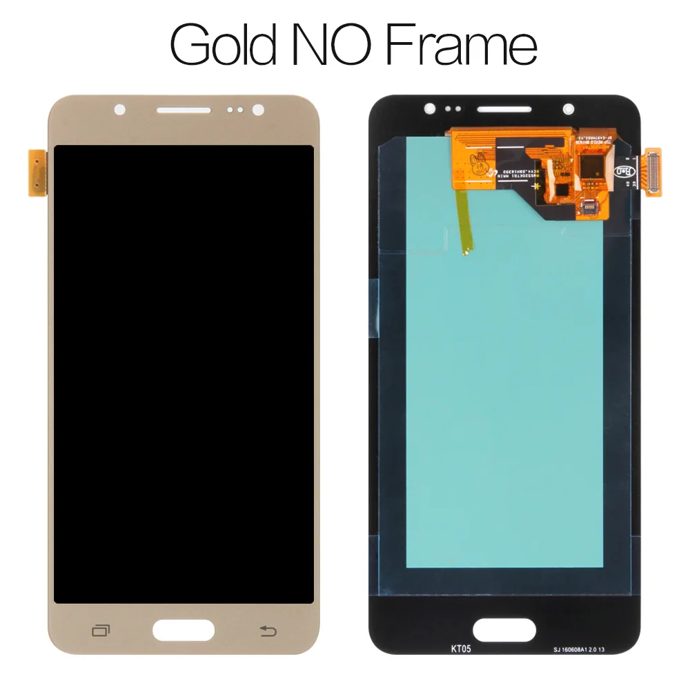Gold no Frame 5,2 ''Супер AMOLED ЖК-дисплей для SAMSUNG Galaxy J5 ЖК-дисплей J510 J510F J510FN J510M сенсорный экран дигитайзер - Цвет: Gold no Frame