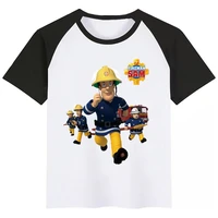 kids sam fireman firefighter cartoon funny t shirt kids summer tops children short sleeve tshirt baby clothes