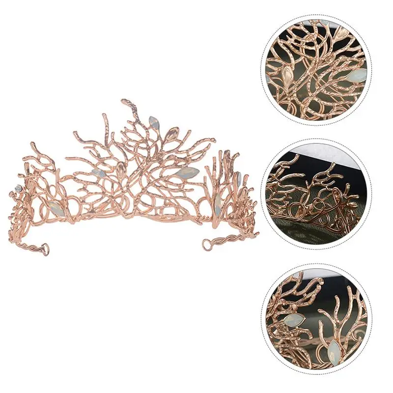 

1Pc Bridal Crown Fine Safe Nice Bride Headwear Crystal Opal Tiara Baroque Style Headdress