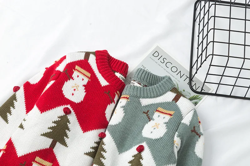 New Autumn and Winter Cotton Knit Christmas Sweater Mommy and Me Clothes Family Matching Clothes