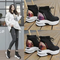 womens socks shoes spring 2019 new thick soled uppers for women are versatile with sports casual stretch high tops shoes