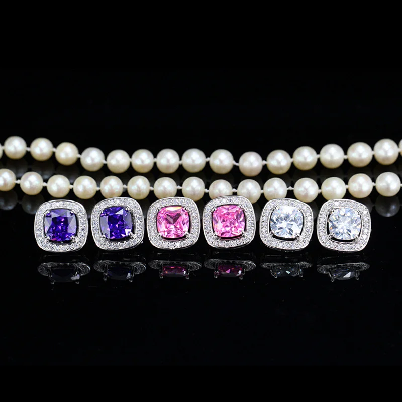 Женские серьги-гвоздики квадратной формы 8 цветов