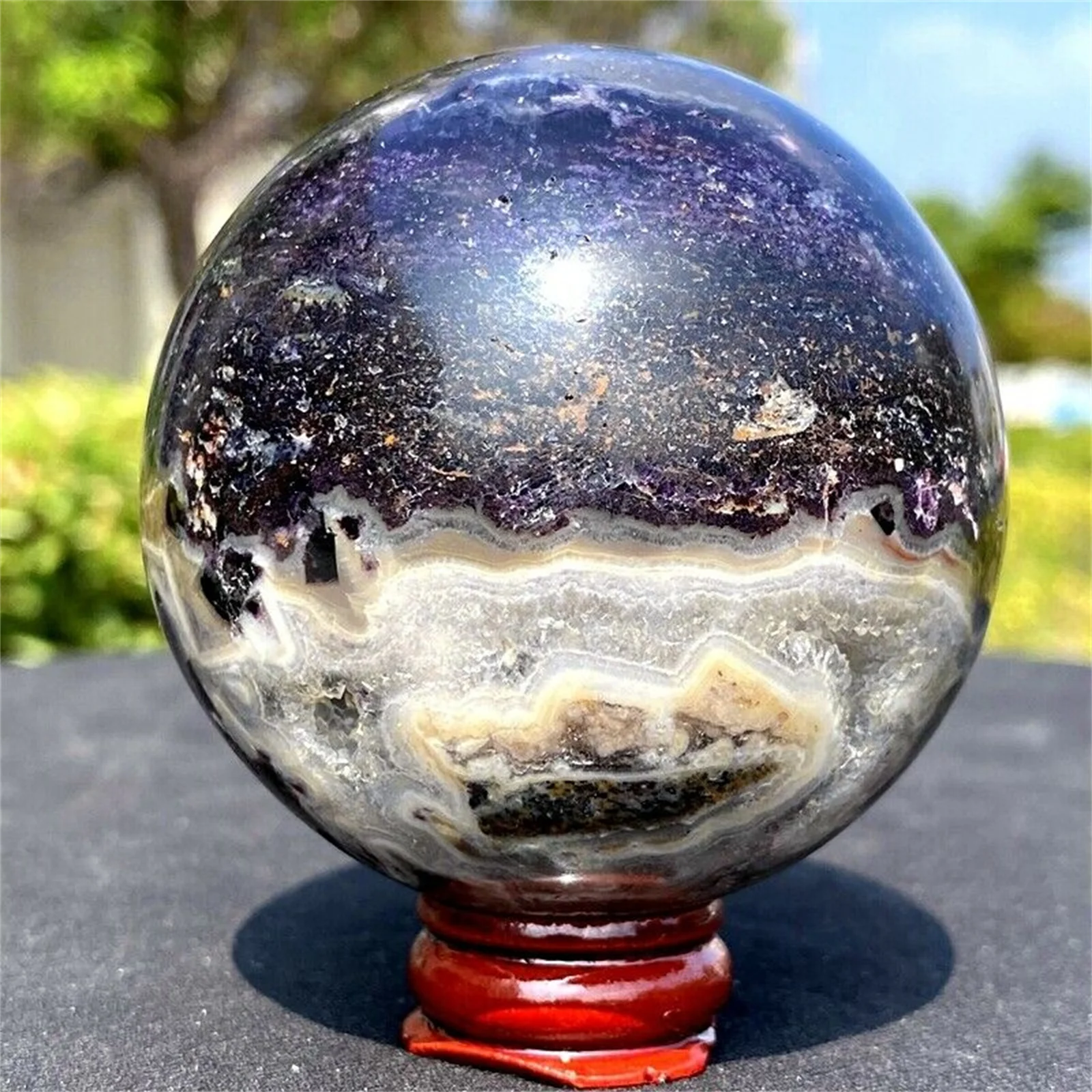 

NATURAL SPHALERITE CRYSTAL BALL HOLE DECORATED CRYSTAL ENERGY BALL
