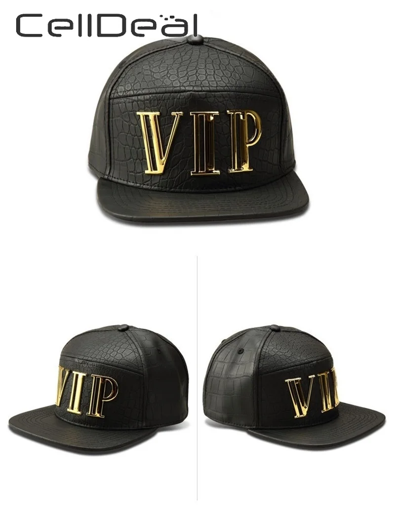 1 шт. хип-хоп бейсболка стиль золото &quotVIP&quot логотип кожа ПУ бейсболки США рэп DJ
