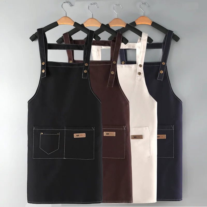 Apron cotton apron canvas strap waist pocket in kitchen for men and women.