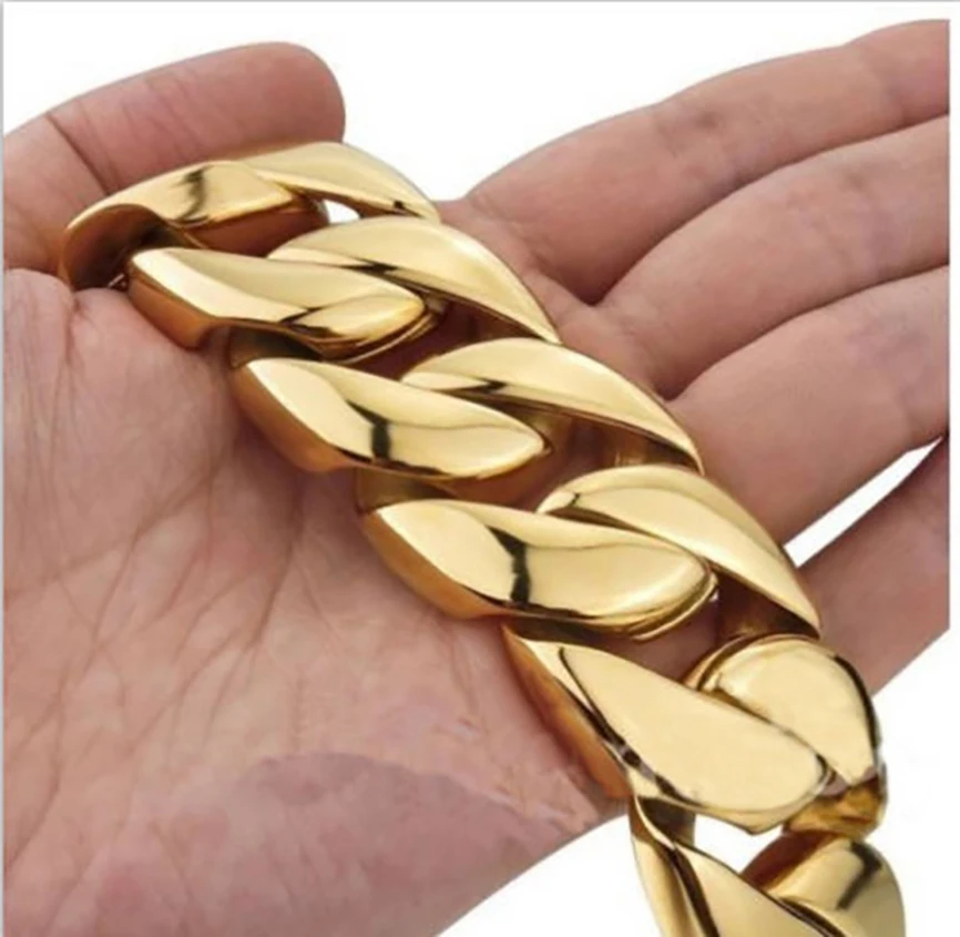 Мужской велосипедный браслет тяжелая толстая Золотая массивная цепь панцирного