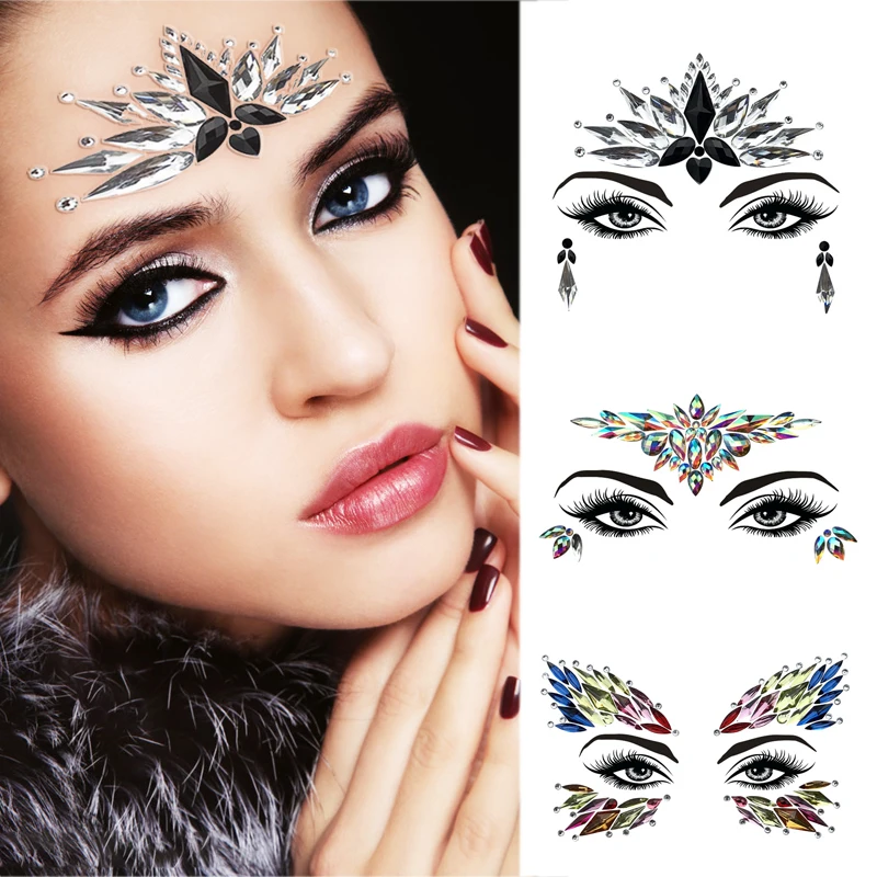 Временные Стразы блестящие тату-наклейки набор полимерные наклейки для лица в