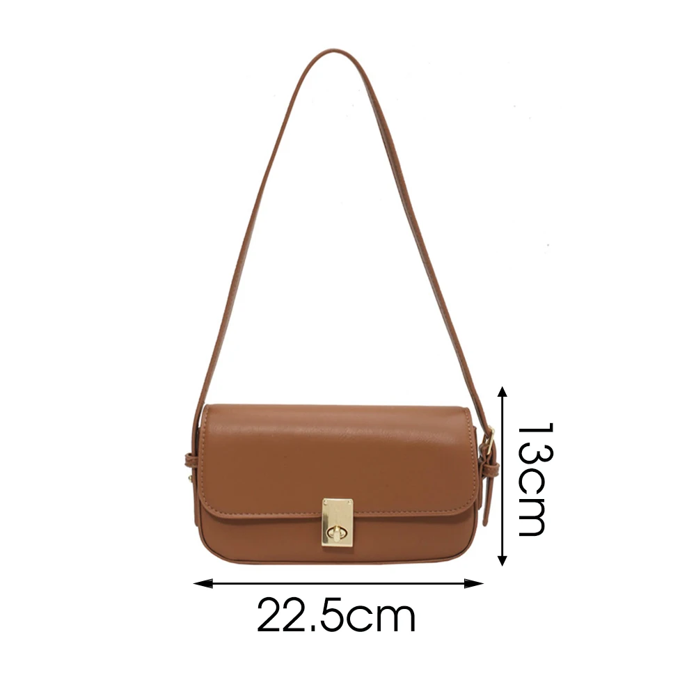 

PU Leather Baguette Shape Shoulder Bags For Women 2021 Simple Armpit Bag Lady Handbags Female Trend Solid Color Travel Hand Bag