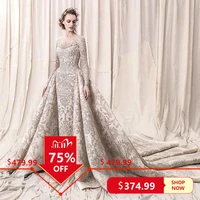 luxury beads sequins lace wedding dresses 2020 romantic a line long sleeve wedding bridal gowns robe de mariee