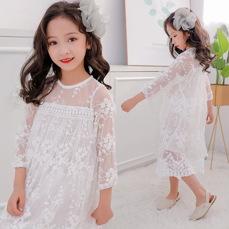 Kids Dresses for Girls Princess Dress 2021 Spring Mesh Lace Sequins Layered Children Clothes Costume 8 10 12 13 Years | Детская одежда