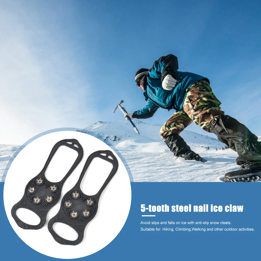 

Ice Snow Shoe Spiked Grips Winter Anti Slip Shoes Cover Outdoor Cleats Crampons Travelling Easy Carrying Portable Parts