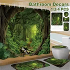 Набор Противоскользящих ковриков для ванной комнаты Green Forest, прочная водонепроницаемая занавеска для душа, коврик-подставка, крышка, крышка для унитаза, коврик для ванной