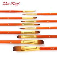 10pcsbag watercolor gouache paint brushes different shape round pointed tip nylon hair painting brush set art supplies
