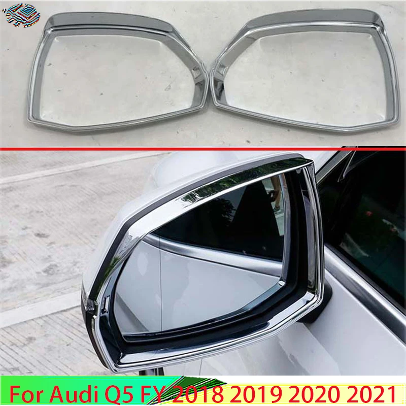 

For Audi Q5 2018 2019 2020 2021 ABS Chrome Rearview Mirror Rain Shade Rainproof Blades Car Back Mirror Eyebrow Rain