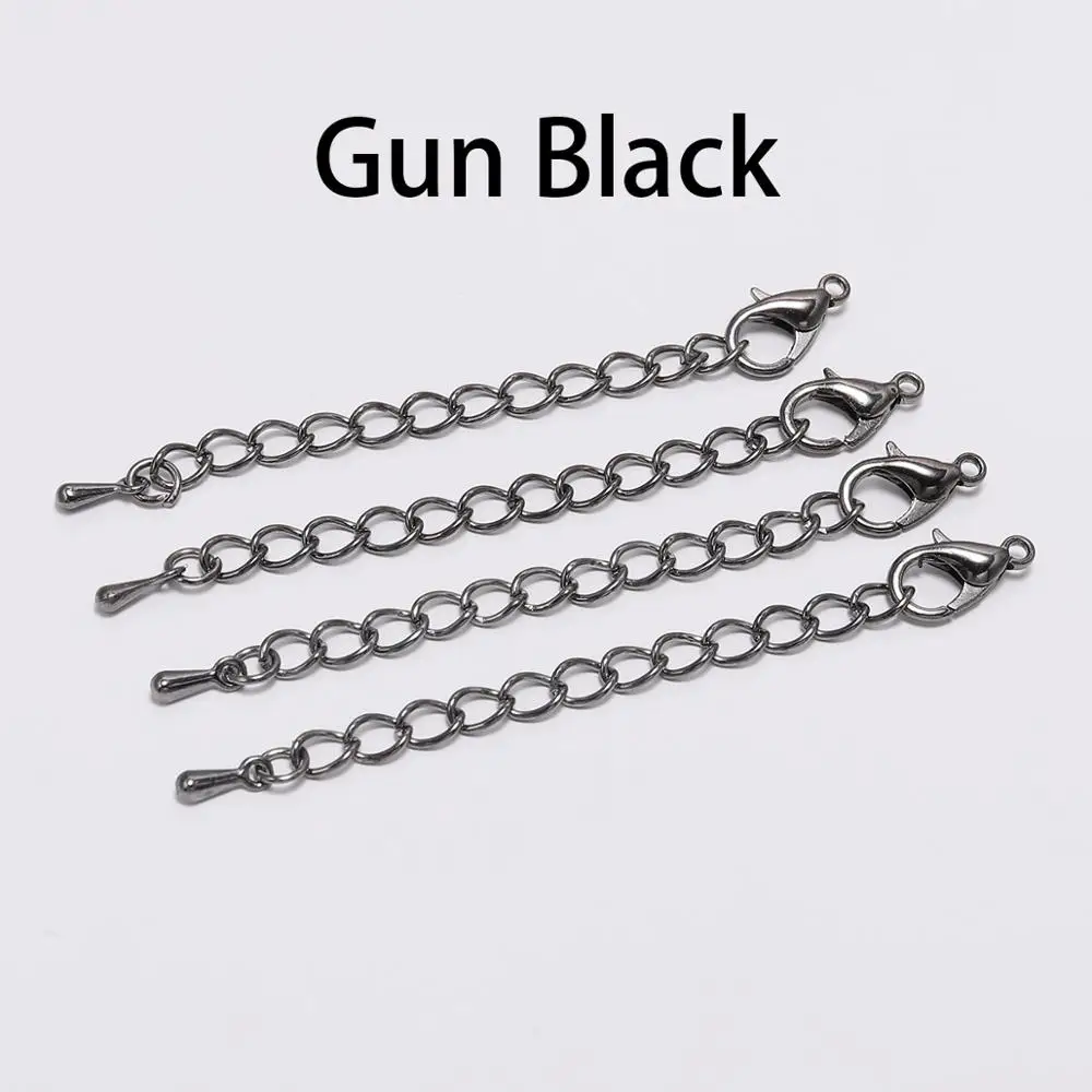 GunBlack 20 шт./лот, 50, 70 мм, удлиненная Хвостовая цепочка, застежка-карабин, соединитель для изготовления ювелирных изделий DIY, браслет, ожерелье - Цвет: GunBlack