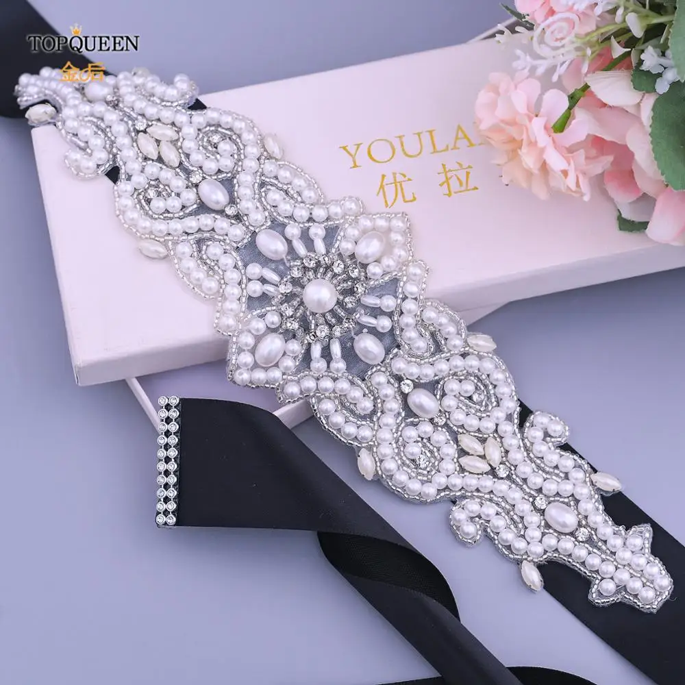 TOPQUEEN S26A свадебный пояс лента украшенная жемчужинами Простой свадебное платье