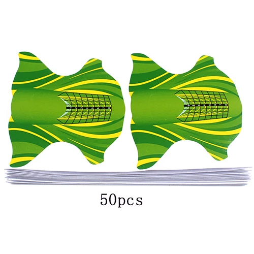 Finger Angel 50/100/500 шт. форма ногтей советы зеленый Бумага дизайн ногтей руководство для маникюра(гель-удлинитель французский инструмент для маникюра Сделай Сам W011 - Цвет: 50PCS