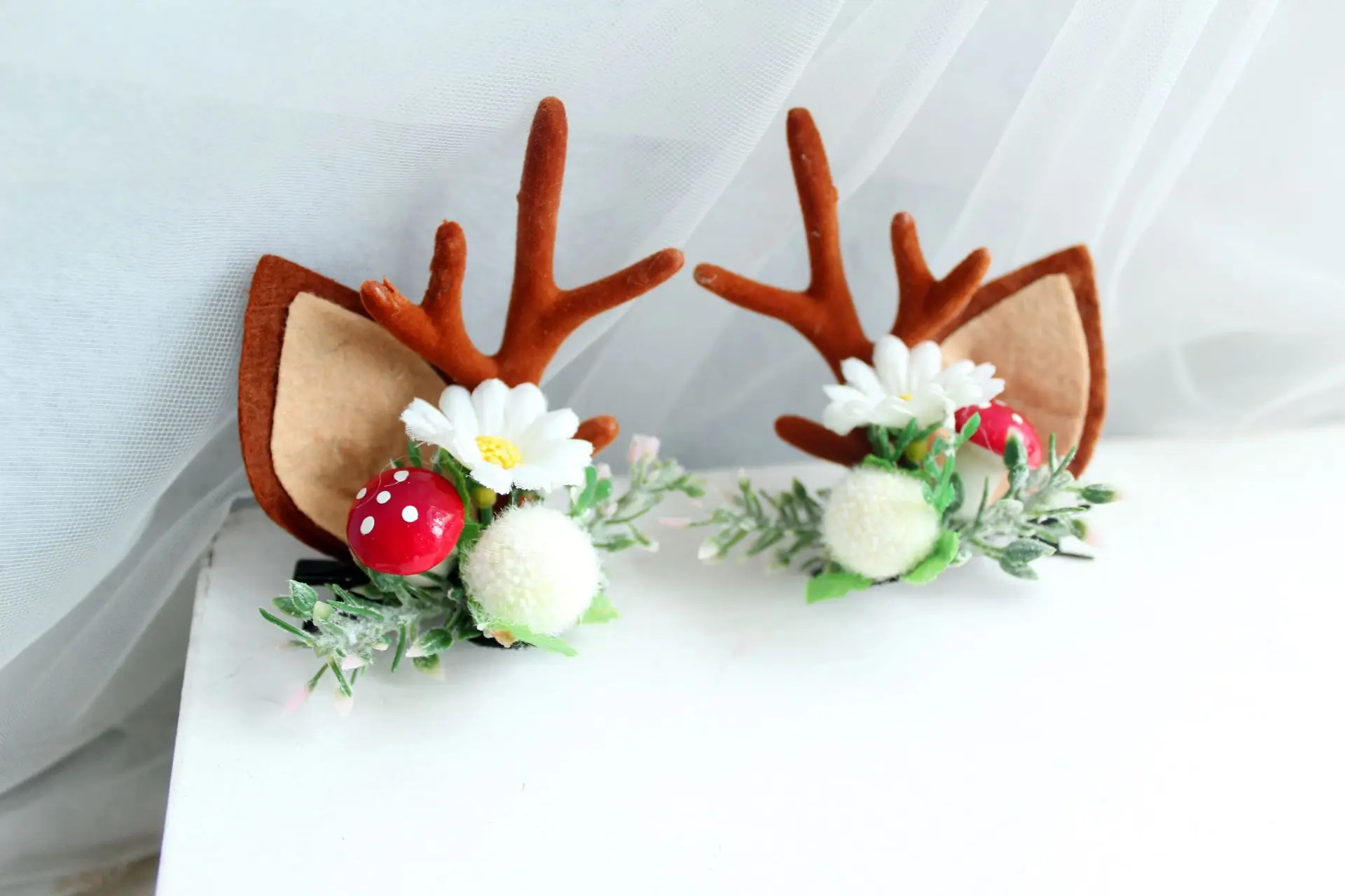 Новогодние заколки для волос пижама с принтом милого северного оленя уши в виде