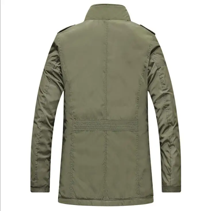 Men Trench Liner Outwear Warm Epaulettes Coat Men Winter Cotton Parkas MenHow Thick Warm Padded Multi-Pocket Coats