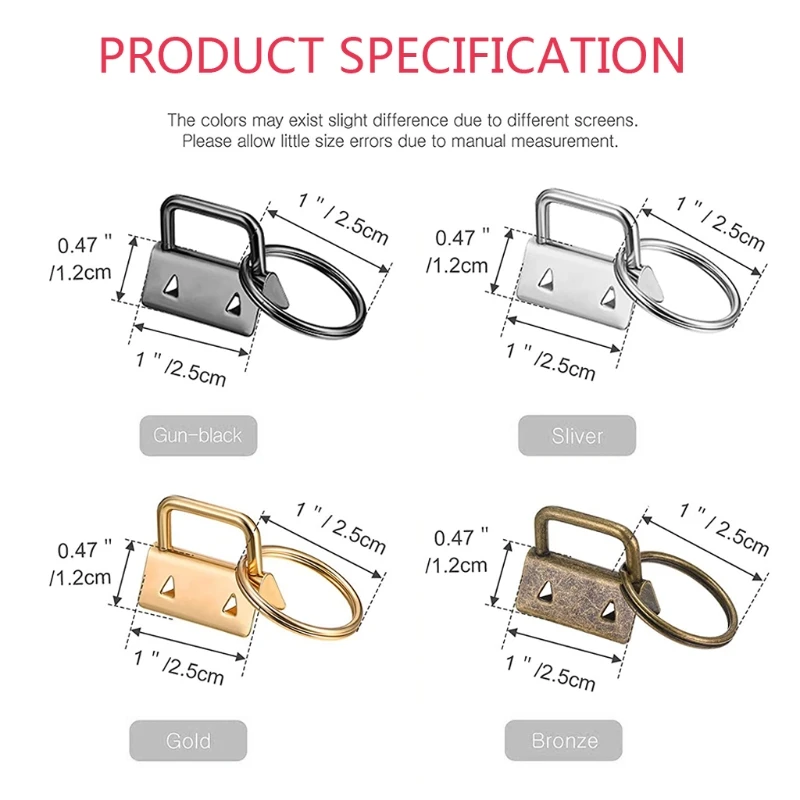 

Polychromatic 60 Pieces Key Fob Hardware Wristlet Set with Swivel Snap Hook for Key Jewelry DIY Crafts