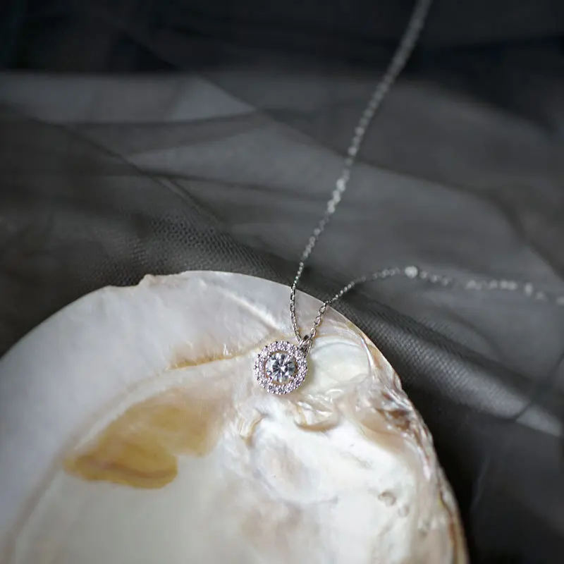 Женское колье из серебра 100% пробы с цирконом|Ожерелья| |