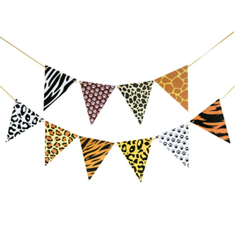 

New Animal Jungle Children's Birthday Party Disposable Tableware Flag Balloon Atmosphere Decoration Supplies KK23