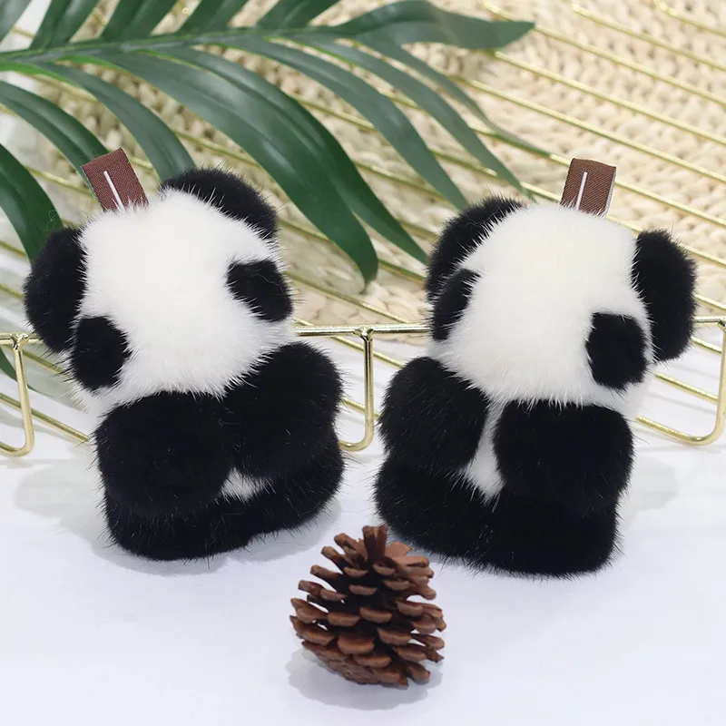 8 см норка панда натуральный мех брелок женский сумка с помпоном Шарм