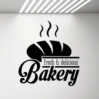 Bakery Shop Logo Wall Sticker Bakeshop Kitchen Cafe Vinyl Decal Home Room Interior Decoration Fresh & Delicious Bread G675