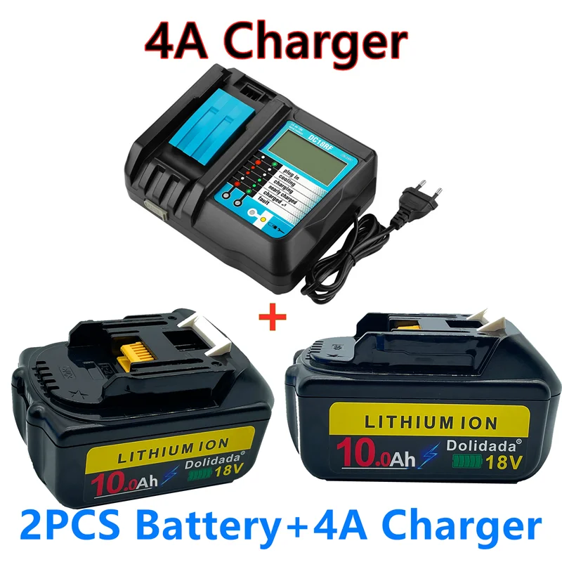 

2021 new bl1860 rechargeable battery 18 V 10000mah Makita Li ion 18 V battery bl1840 bl1850 bl1830 bl1860b LXT 400 +4A charger