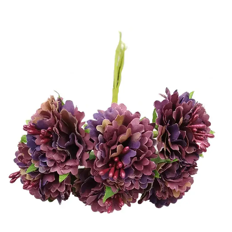 purple 12 шт./лот, шелковые розы, бутон, букет для рукоделия, ручной работы, для свадьбы, невесты, держащих цветы или детей, аксессуары для волос, украшение для волос - Цвет: purple