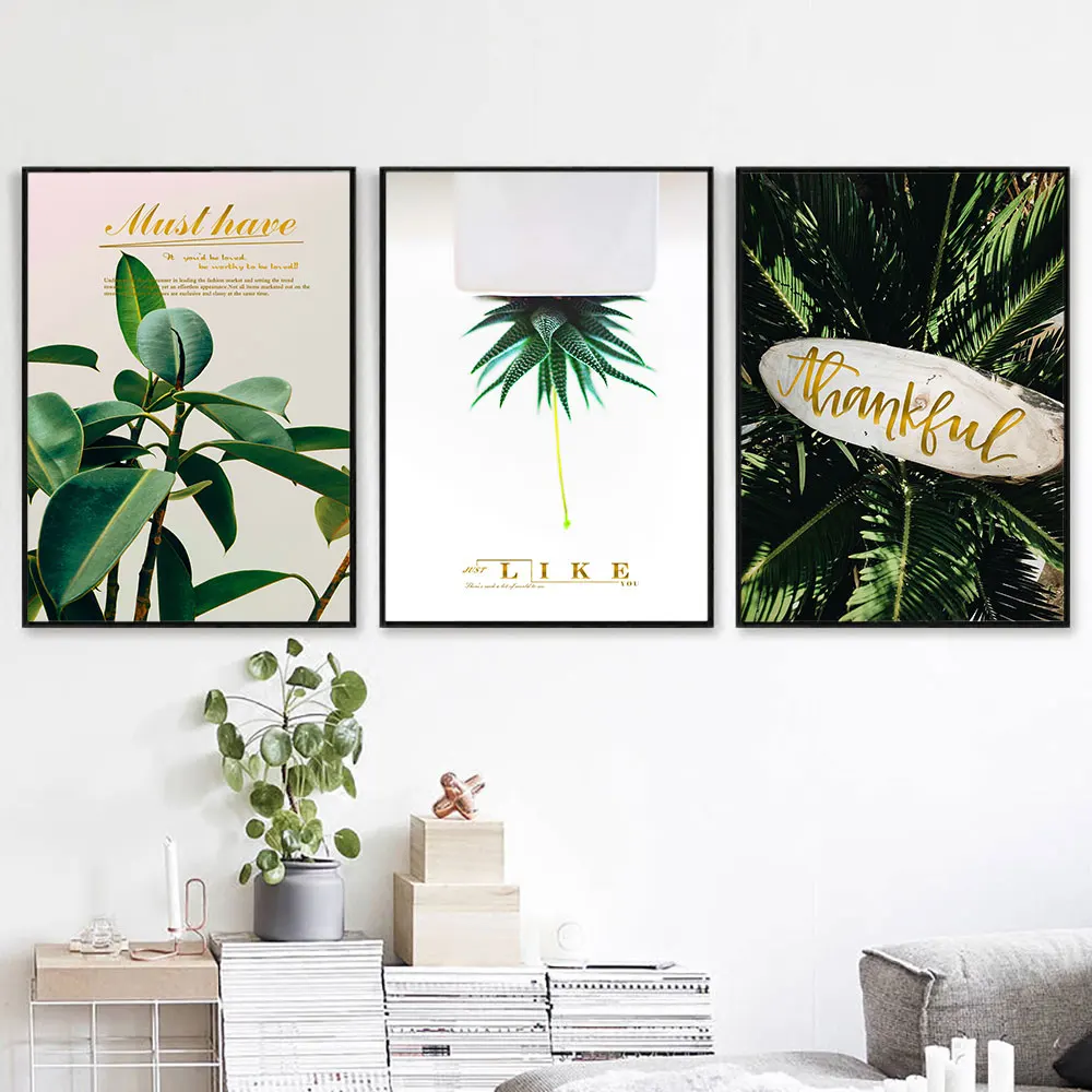 

Nordic Modern Poster Green Plant Canvas Painting Natural Art Print Minimalist Bedroom Wall Picture For Living Room Home Decor