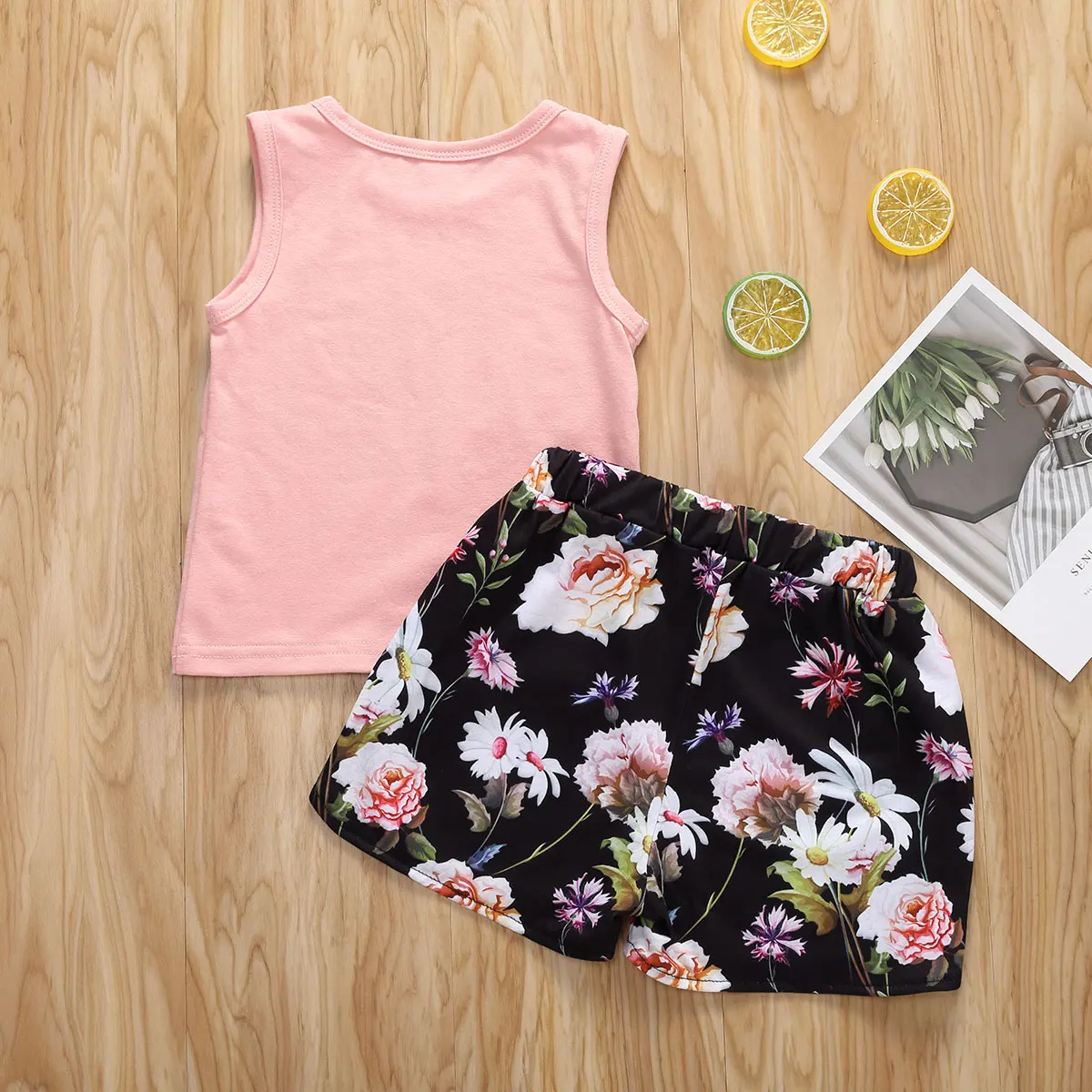 

Pudcoco 2PCS Top Pants Suit Infant Baby Girls Letter Printed Sleeveless Round Neck Camisole Floral Trouser Set Kids Clothes