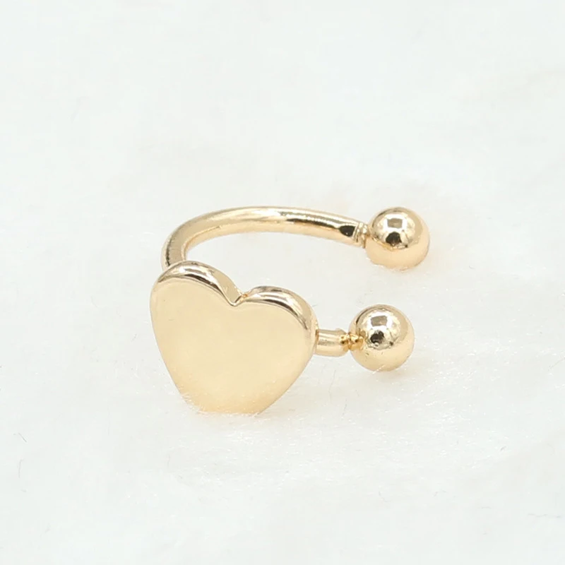 Корейские серьги клипсы в форме сердца Луны звезды треугольника золотые каффы