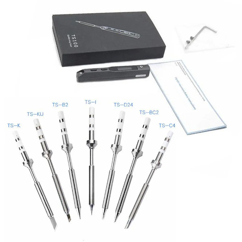

High Quality TS100 40W Mini Electric Soldering Iron Station Digital OLED Display 12/19/24V Internal Thermal Intelligent CNC