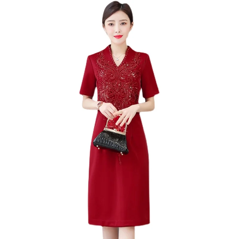 

COIGARSAM 4XL Plus Size Women dress Summer Dresses Red 2425