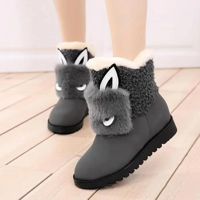 

Gray Fashion Warm Women Winter Snow Boots Plush Rubber Ladies Platform Winter Boots Fur Warm Women Casual Boots