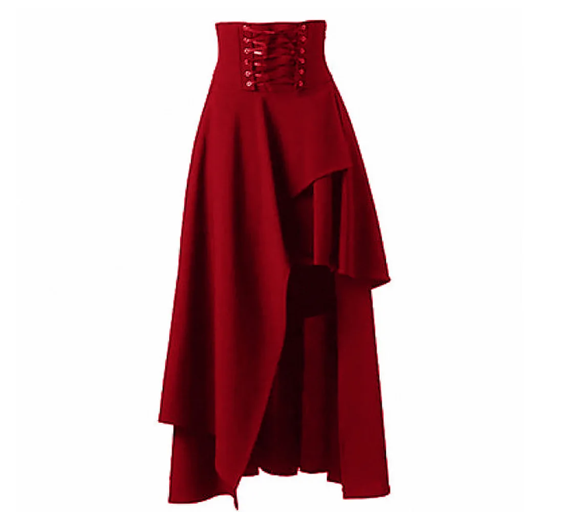 

Fashion Spring Women Gothic Steampunk Costume Clothing Retro Vintage High Waist Long Skirts Ruffle Burlesque Skirt 2020 New