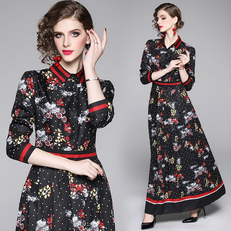 Новинка 2019 дизайнерское платье для подиума Платье макси с длинным рукавом