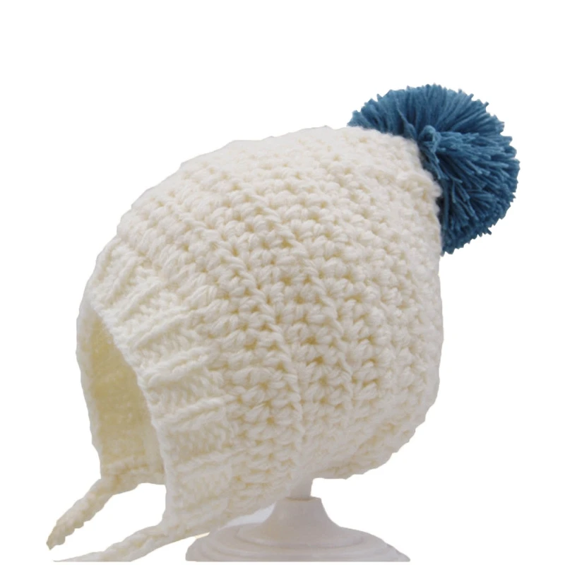 Мягкая трикотажная шерстяная детская шапочка-бини с помпоном - купить по