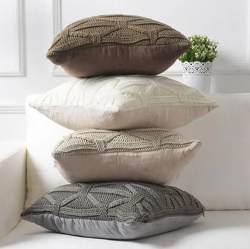 

Nordic Twist Woven Design Wool Knitting Cushion Cover Home Furnishing Soft Decorate Pillow Case Nordic Cushion Cover Pillow Case