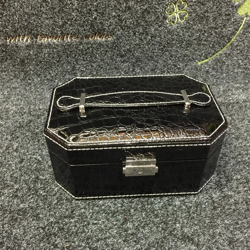 

Retro portable simple and fresh earrings earrings leather jewelry box storage box free shipping 6-color set and display stand