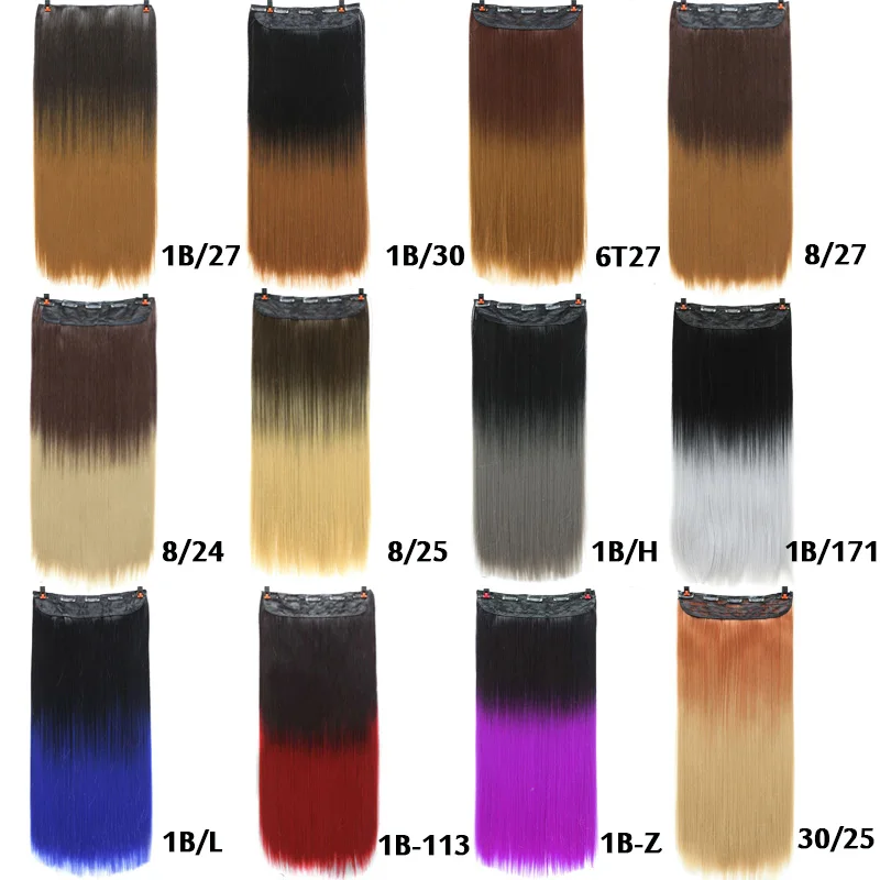 Женские длинные прямые волосы AILIADE Omber синтетические на 5 клипсах для