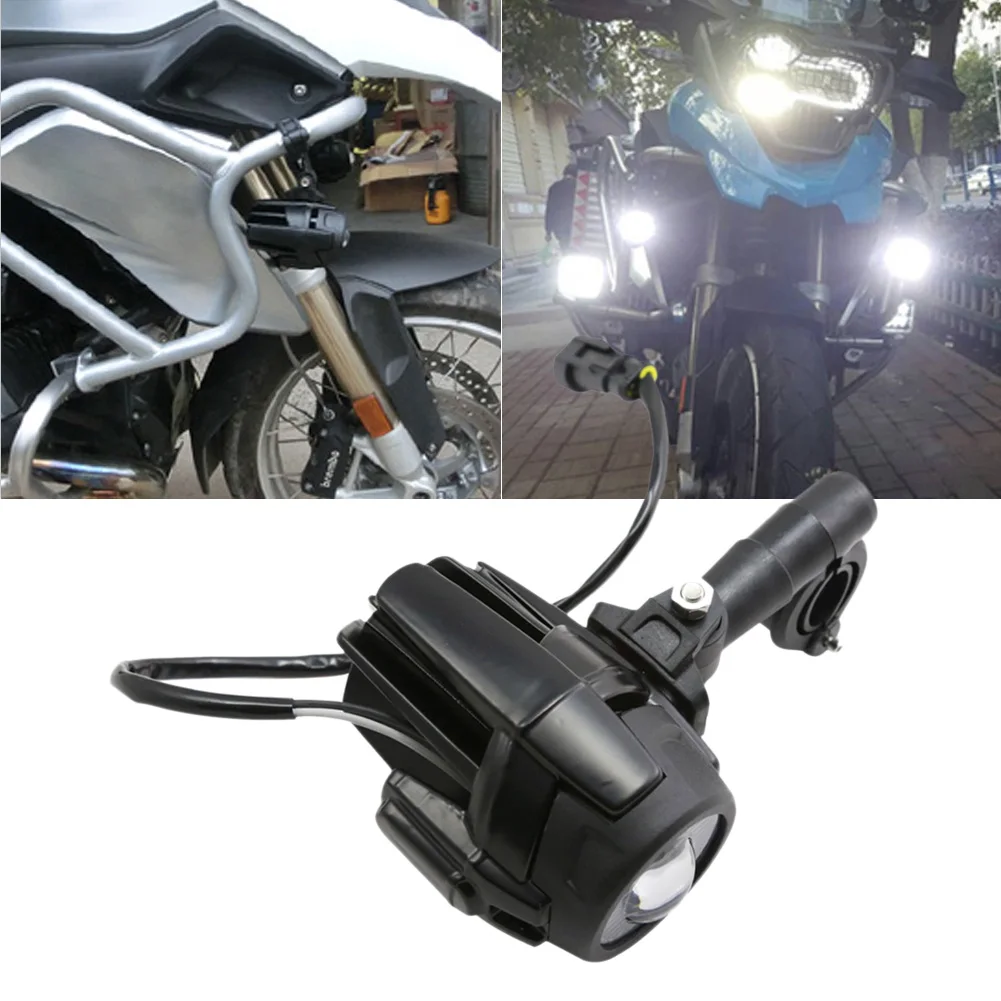 

1Pair Motorcycle Headlight Spotlight 40W 6000K LED Fog Light Auxiliary Light LED Driving Light with Protector Shade for R1200GS