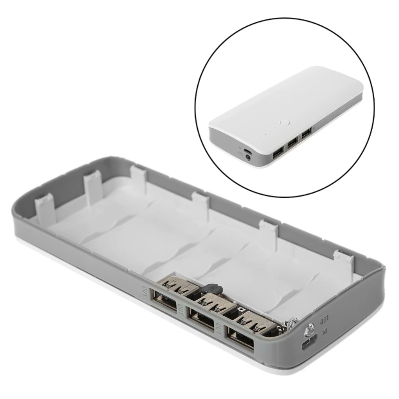 Белый 5V 2.1A 3 USB power Bank зарядное устройство Повышающий Модуль+ 18650 литий-ионная оболочка комплект LX9A - Цвет: Белый
