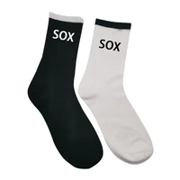 wholesale cotton black and white plaid crew brand logo design custom socks low moq
