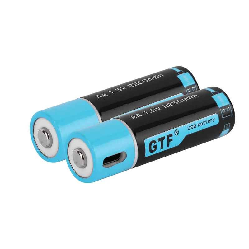2pcs GTF емкость 1,5 V 1500mAh AA литий-ионная батарея 2550mwh литий-полимерный с USB перезаряжаемой литиевой usb батареей+ usb-кабелем - Цвет: 2pcs