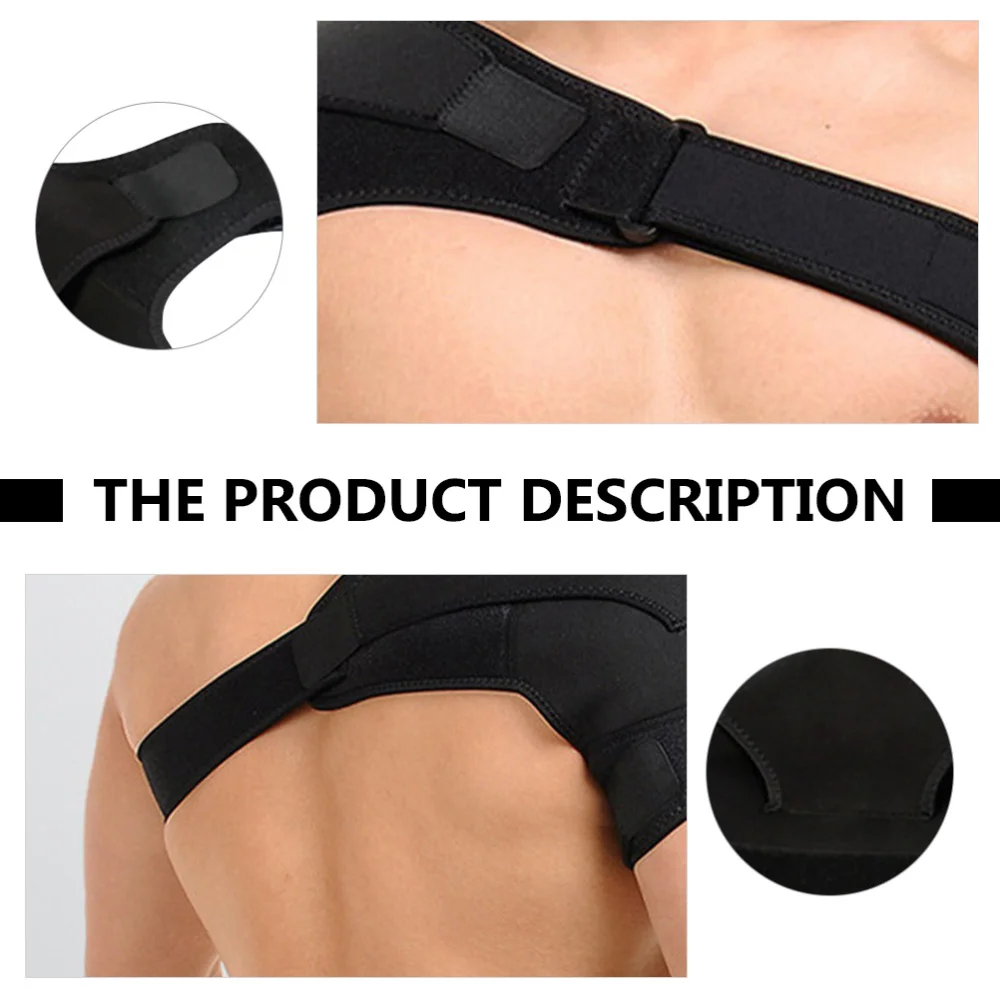 

1pc Adjustable Right Shoulder Brace Sports Shoulder Support Strap (Black)