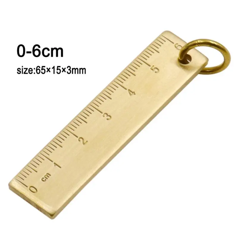 

Portable 6cm Small Copper Ruler 3mm Thickened Brass Metal Ruler Keychain Rule
