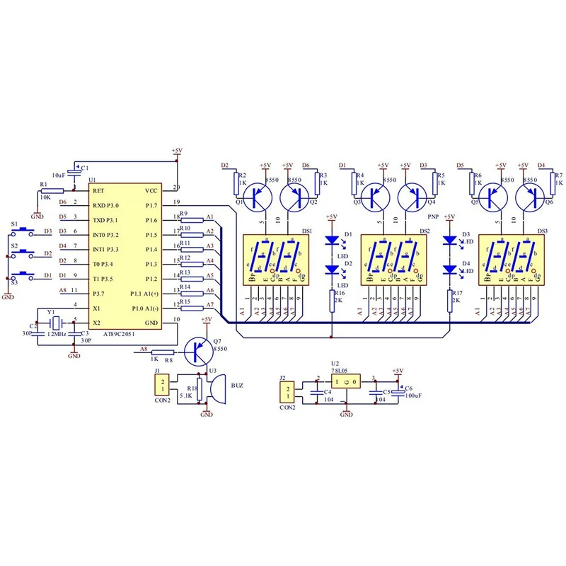 Набор цифровых электронных часов сделай сам с 6 цифрами чип AT89C2051 будильник набор