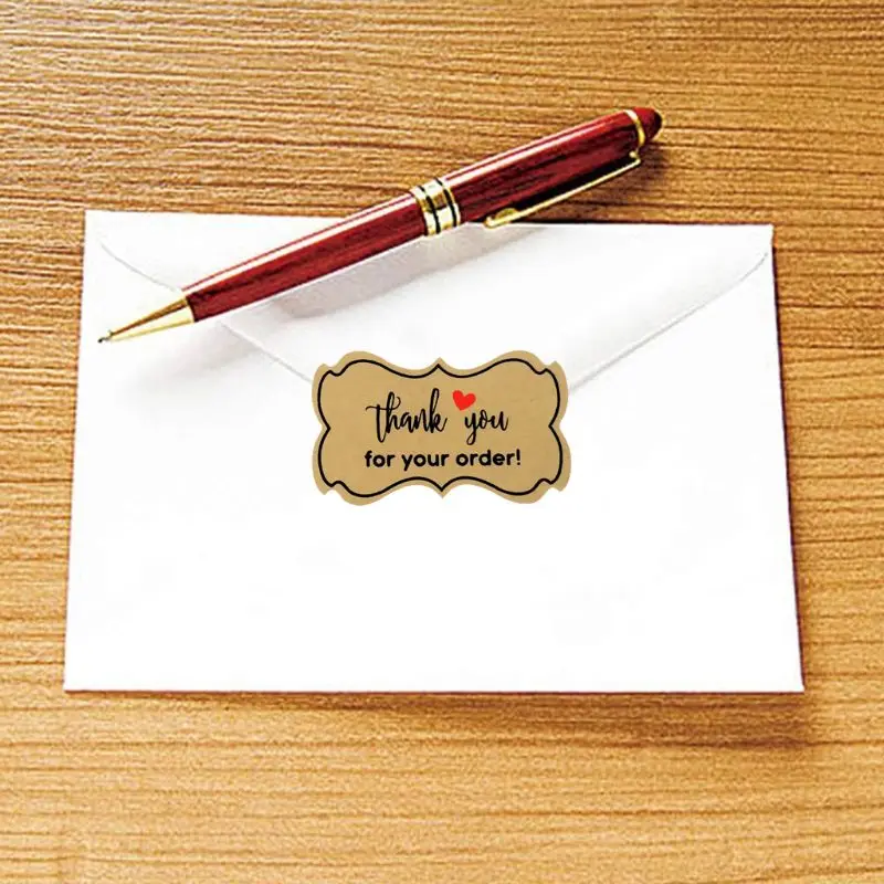 

1roll "Thank You for Your Order" Printed Letters Stickers Handmade Baking Packaging Seal Label Kraft Paper Scrapbooking Decor